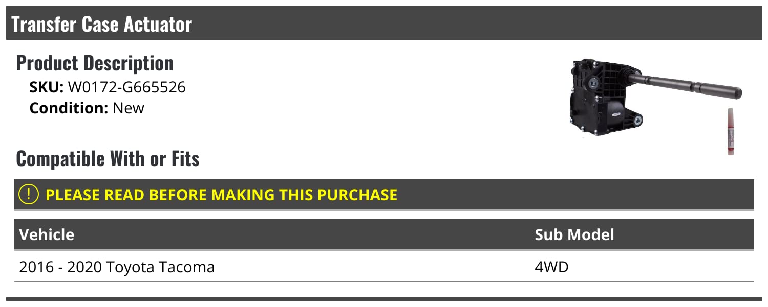 タコマDR20 2016-2020 Toyota Tacoma AISIN Transfer Case Actuator